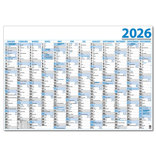 vací jednolistový kalendář 2026