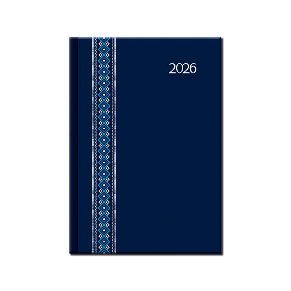Denní diář A5 FOLK modrý 2026