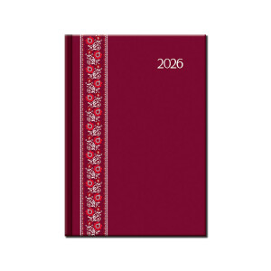 Denní diář A5 FOLK červený 2026 - Reklamnepredmety