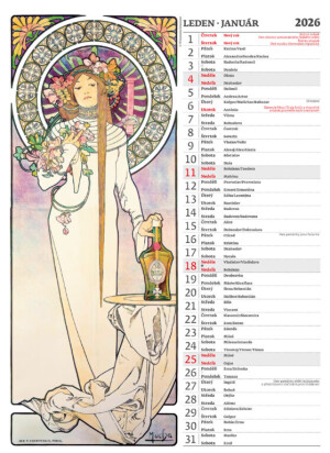 Kalendár Alfons Mucha - Reklamnepredmety
