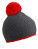 MB7964 Pompon Hat with Contrast Stripe - MB7964_Carbon_Red - variant Ls 1000129085