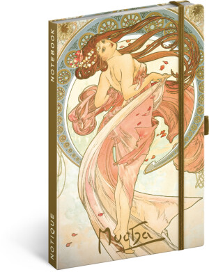 NOTIQUE Notes Alfons Mucha – Tanec, linkovaný, 13 x 21 cm - Reklamnepredmety