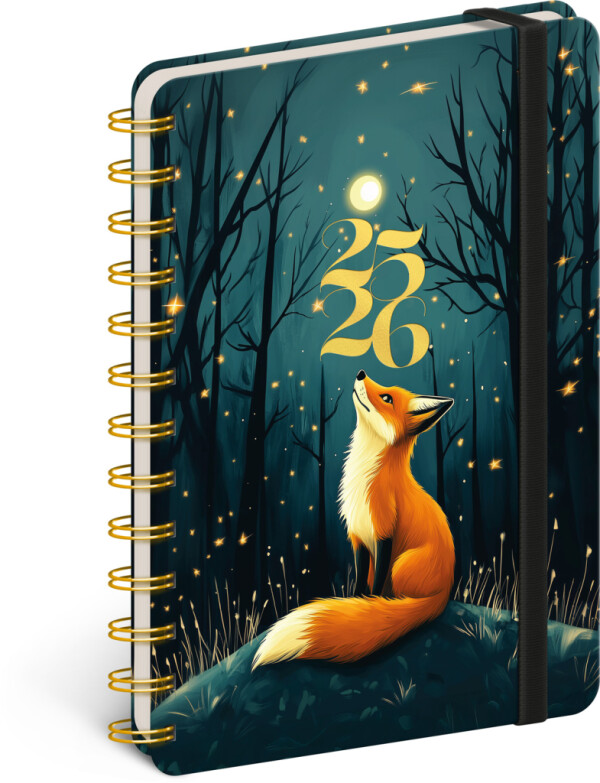 NOTIQUE Spirálový 18měsíční diář Petito – Liška 2025/2026, 13 x 18 cm