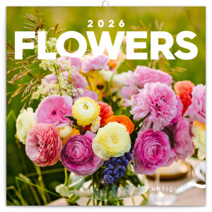 NOTIQUE Poznámkový kalendář Květy 2026, 30 x 30 cm - Reklamnepredmety