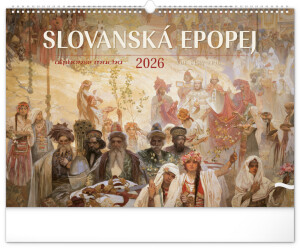 NOTIQUE Nástěnný kalendář Slovanská epopej – Alfons Mucha 2026, 48 x 33 cm - Reklamnepredmety