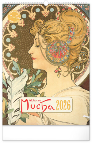 NOTIQUE Nástěnný kalendář Alfons Mucha 2026, 33 x 46 cm - Reklamnepredmety
