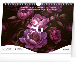 NOTIQUE Týdenní plánovací kalendář Fialové květiny 2026, 30 x 21 cm - Reklamnepredmety
