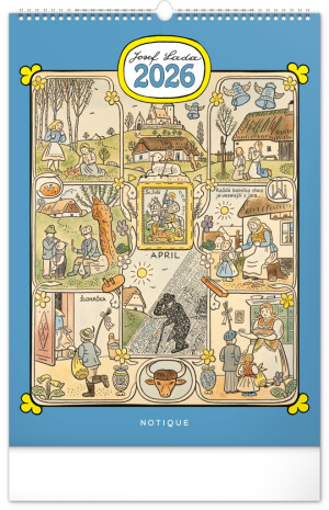 NOTIQUE Nástěnný kalendář Josef Lada CZ 2026, 33 x 46 cm - Reklamnepredmety