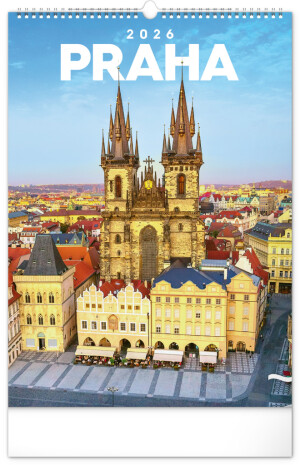 NOTIQUE Nástěnný kalendář Praha CZ 2026, 33 x 46 cm - Reklamnepredmety