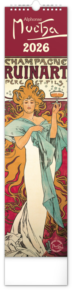 NOTIQUE Nástěnný kalendář Alfons Mucha CZ/SK 2026, 12 x 48 cm - Reklamnepredmety