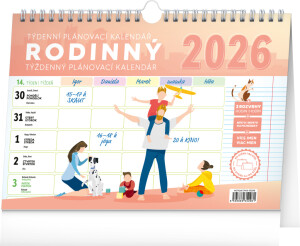 NOTIQUE Týdenní rodinný plánovací kalendář s háčkem CZ/SK 2026, 30 x 21 cm - Reklamnepredmety