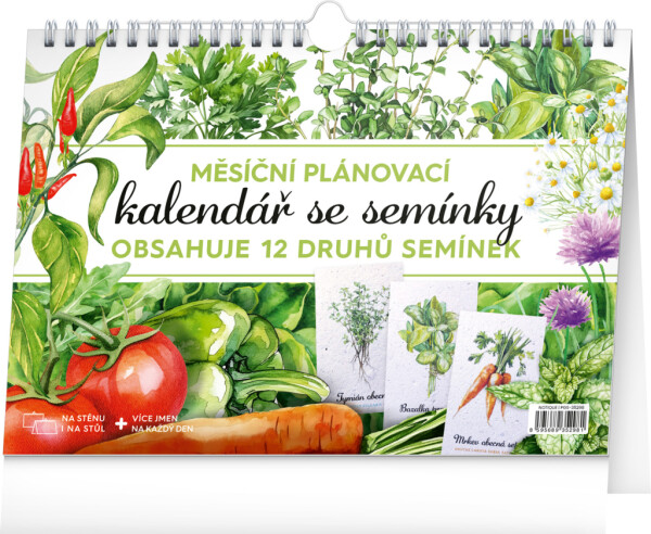 NOTIQUE Měsíční plánovací kalendář se semínky CZ 2026, 30 x 21 cm