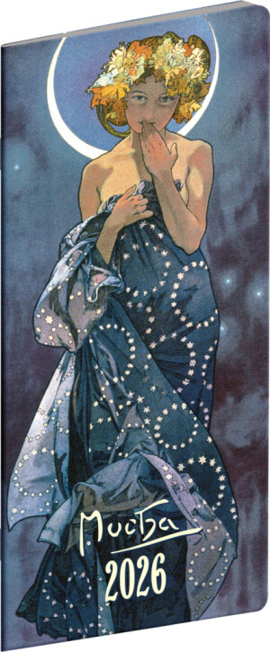 NOTIQUE Kapesní diář Alfons Mucha 2026, plánovací měsíční, 8 x 18 cm - Reklamnepredmety