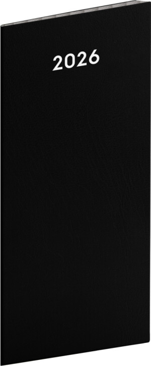 NOTIQUE Kapesní diář Černý 2026, plánovací měsíční, 8 x 18 cm - Reklamnepredmety