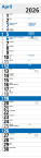 Plánovací kalendář Praktik nástěnný modrý 2026 - T11-26-VN1 - variant Sp T11-26