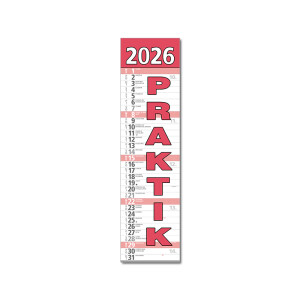 Plánovací kalendář Praktik nástěnný červený 2026 - Reklamnepredmety