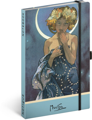 NOTIQUE Notes Alfons Mucha – Luna, tečkovaná, 11 x 16 cm - Reklamnepredmety