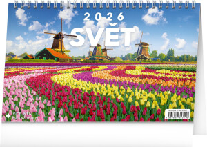 NOTIQUE Stolový kalendár Svet CZ 2026, 23,1 x 14,5 cm - Reklamnepredmety