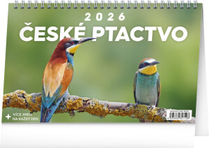 NOTIQUE Stolní kalendář České ptactvo CZ 2026, 23,1 x 14,5 cm - Reklamnepredmety