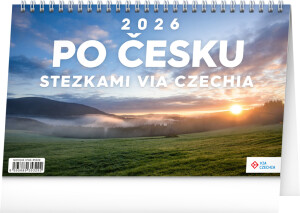 NOTIQUE Stolní kalendář Kolem Česka stezkami Via Czechia CZ 2026, 23,1 x 14,5 cm - Reklamnepredmety