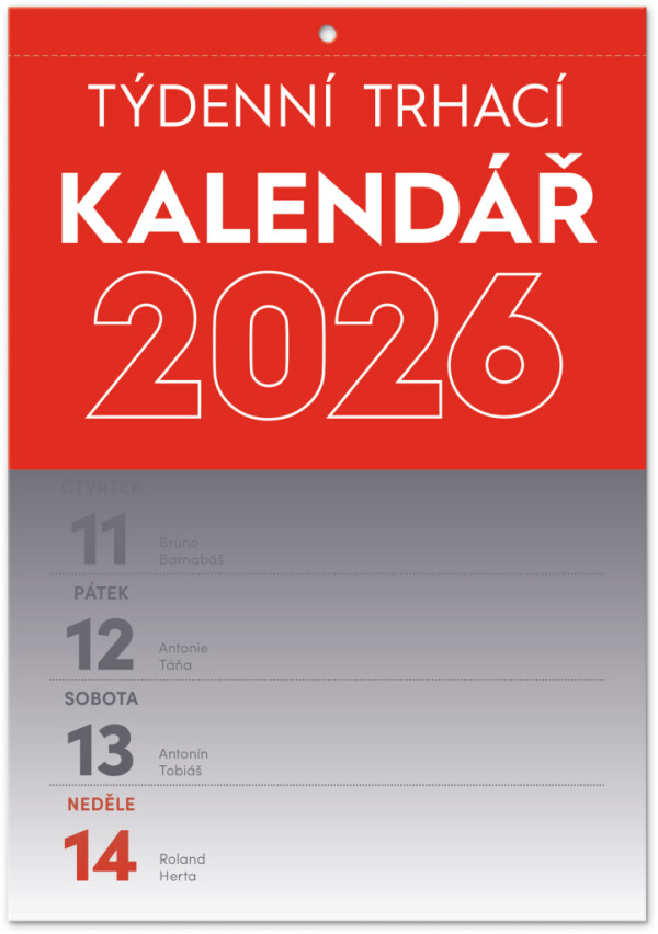 NOTIQUE Nástěnný kalendář Trhací týdenní CZ 2026, A5