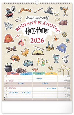 NOTIQUE Nástěnný kalendář Rodinný plánovací Harry Potter 2026, 33 x 46 cm - Reklamnepredmety