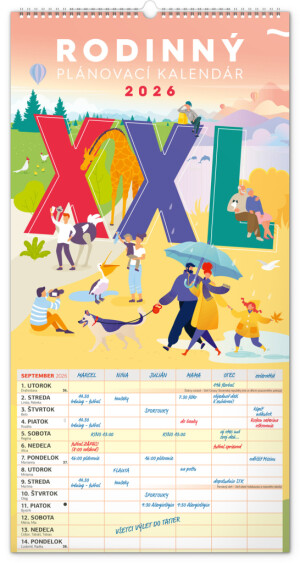 NOTIQUE Nástěnný kalendář Rodinný plánovací XXL 2026, 33 x 64 cm - Reklamnepredmety