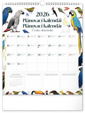 NOTIQUE Nástěnný plánovací kalendář Animalium CZ/SK 2026, 30 x 34 cm - Reklamnepredmety