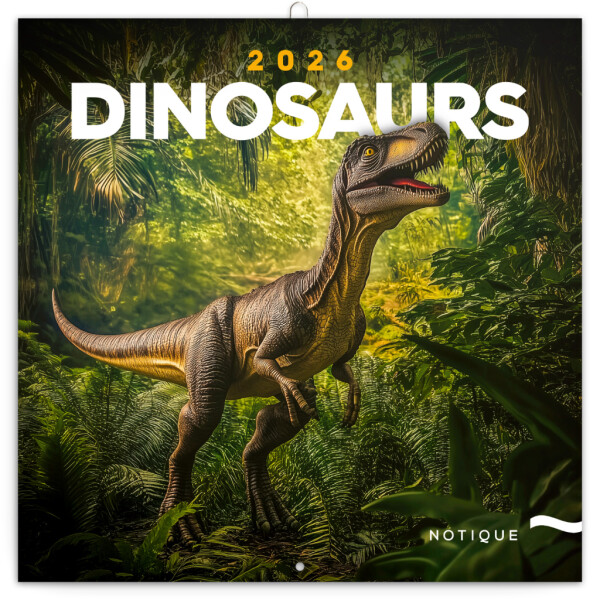 NOTIQUE Poznámkový kalendář Dinosauři 2026, 30 x 30 cm