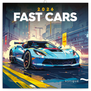 NOTIQUE Poznámkový kalendář Fantastická auta 2026, 30 x 30 cm - Reklamnepredmety