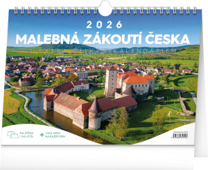 NOTIQUE Stolní kalendář Malebná zákoutí Česka CZ 2026 s extra velkým kalendářiem, 30 x 21 cm - Reklamnepredmety