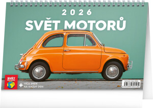 NOTIQUE Stolní kalendář Svět motorů CZ 2026, 23,1 x 14,5 cm - Reklamnepredmety