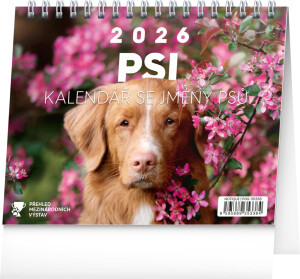 NOTIQUE Stolní kalendář Psi – se jmény psů CZ 2026, 16,5 x 13 cm, 16,5 x 13 cm - Reklamnepredmety