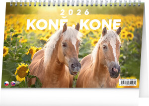 NOTIQUE Stolní kalendář Koně – Koně CZ/SK 2026, 23,1 x 14,5 cm - Reklamnepredmety
