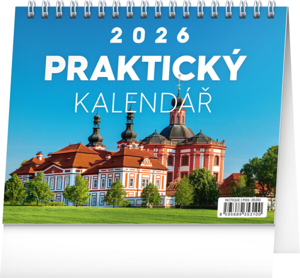 NOTIQUE Stolní kalendář Praktický kalendář s citáty CZ 2026, 16,5 x 13 cm