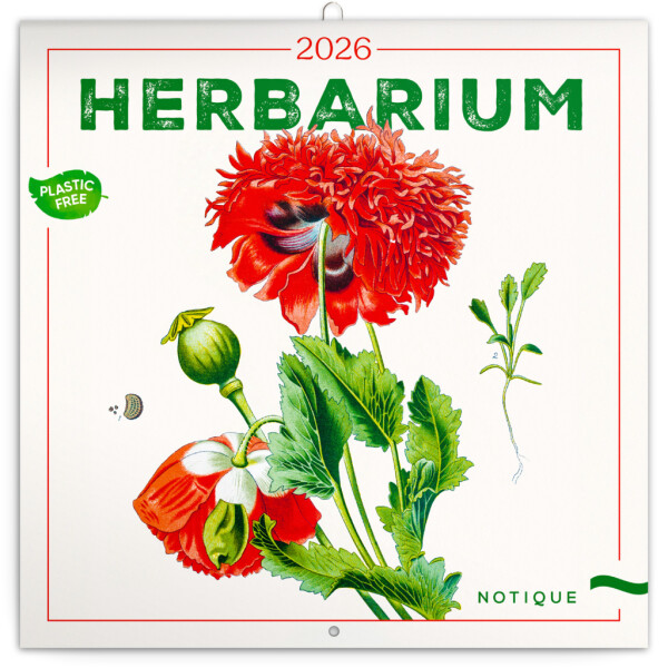 NOTIQUE Poznámkový kalendář Herbář 2026, 30 x 30 cm