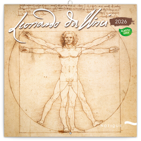 NOTIQUE Poznámkový kalendář Leonardo da Vinci 2026, 30 x 30 cm