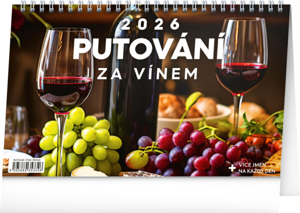 NOTIQUE Stolní kalendář Putování za vínem CZ 2026, 23,1 x 14,5 cm