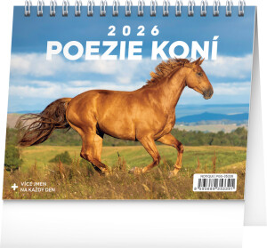 NOTIQUE Stolní kalendář Poezie koní CZ 2026, 16,5 x 13 cm - Reklamnepredmety
