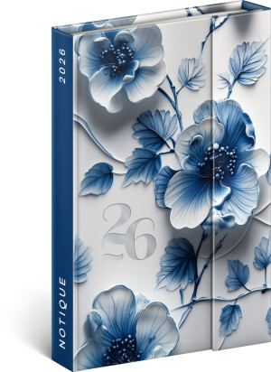 NOTIQUE Týždenný magnetický diár Porcelánový kvet 2026, 11 x 16 cm - Reklamnepredmety