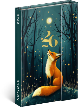 NOTIQUE Týdenní magnetický diář Liška 2026, 11 x 16 cm - Reklamnepredmety