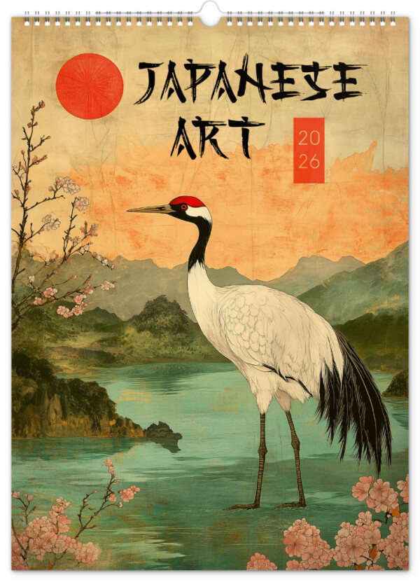 NOTIQUE Wandkalender Vintage Poster – Japanische Kunst 2026, 33 x 46 cm