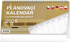 NOTIQUE Stolní kalendář s evropskými svátky CZ 2026 25 x 12,5 cm - Reklamnepredmety