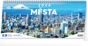 NOTIQUE Tischkalender Cities CZ 2026 – 14 Tage, 33 x 14,5 cm - Reklamnepredmety