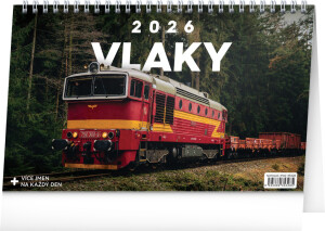 NOTIQUE Stolní kalendář Vlaky CZ 2026, 23,1 x 14,5 cm - Reklamnepredmety