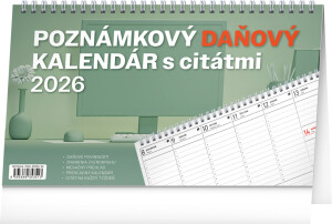 NOTIQUE Stolový kalendár Poznámkový daňový s citátmi 2026, 25 x 14,5 cm - Reklamnepredmety