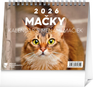 NOTIQUE Stolový kalendár Mačky – s menami mačiek 2026, 16,5 x 13 cm - Reklamnepredmety