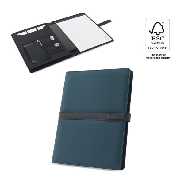 SANDERSON FOLDER. Složka A4 s magnetickým uzávěrem a poznámkovým blokem s linkovanými stránkami