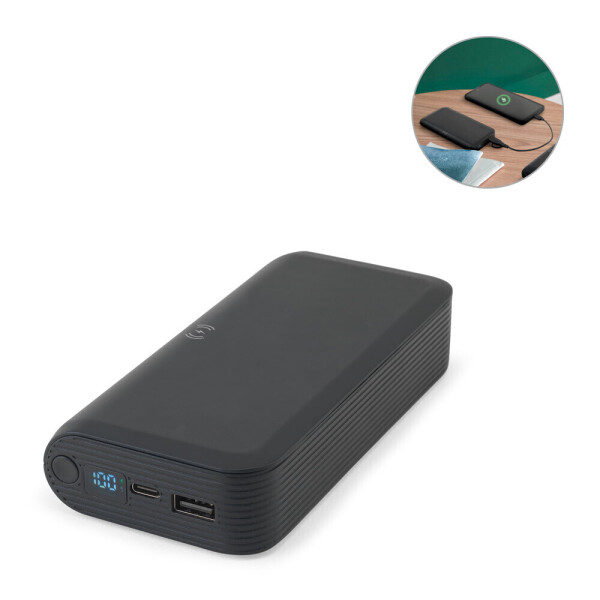 BECKER 20. 20 000 mAh power banka z recyklovaného ABS (100% rABS) s 15W superrychlou bezdrátovou nabíječkou