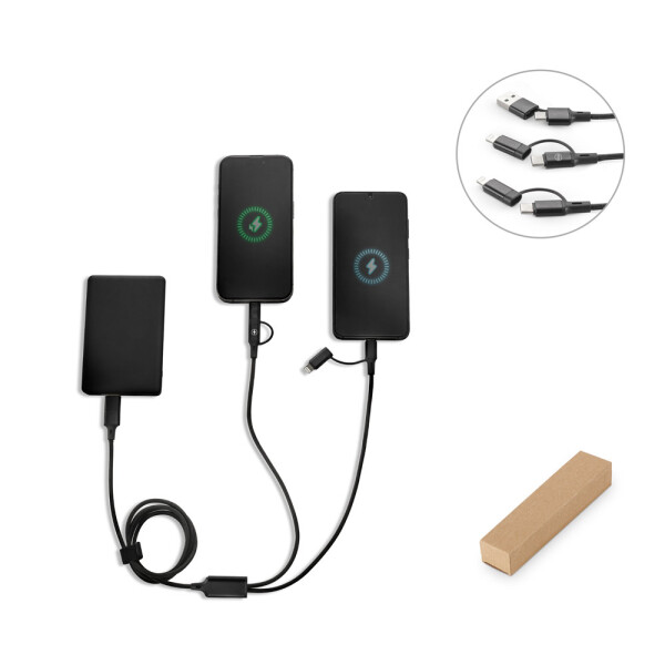 BERTOZZI. Superrychlý USB kabel 6 v 1 z recyklovaného hliníku (20 %) a recyklovaného PET (4 %)